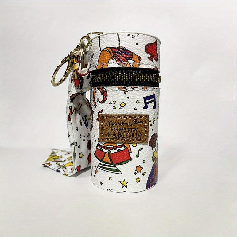 Scarf Decor Bucket Hangable Coin Purse PU Leather Lightweight Bag