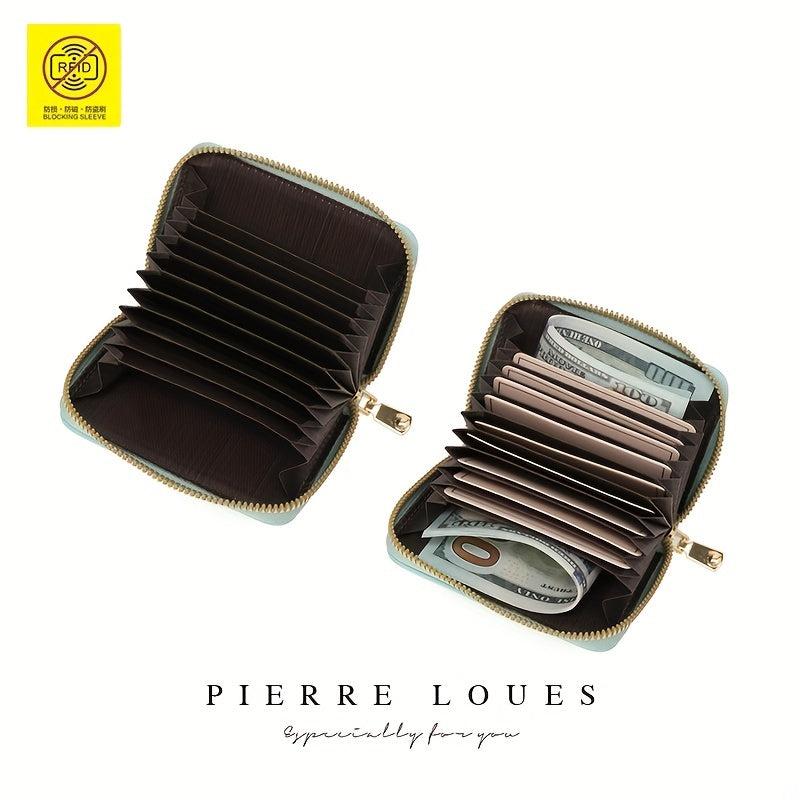 Minimalist Card Case with Zipper Coin Purse Clutch Wallet
