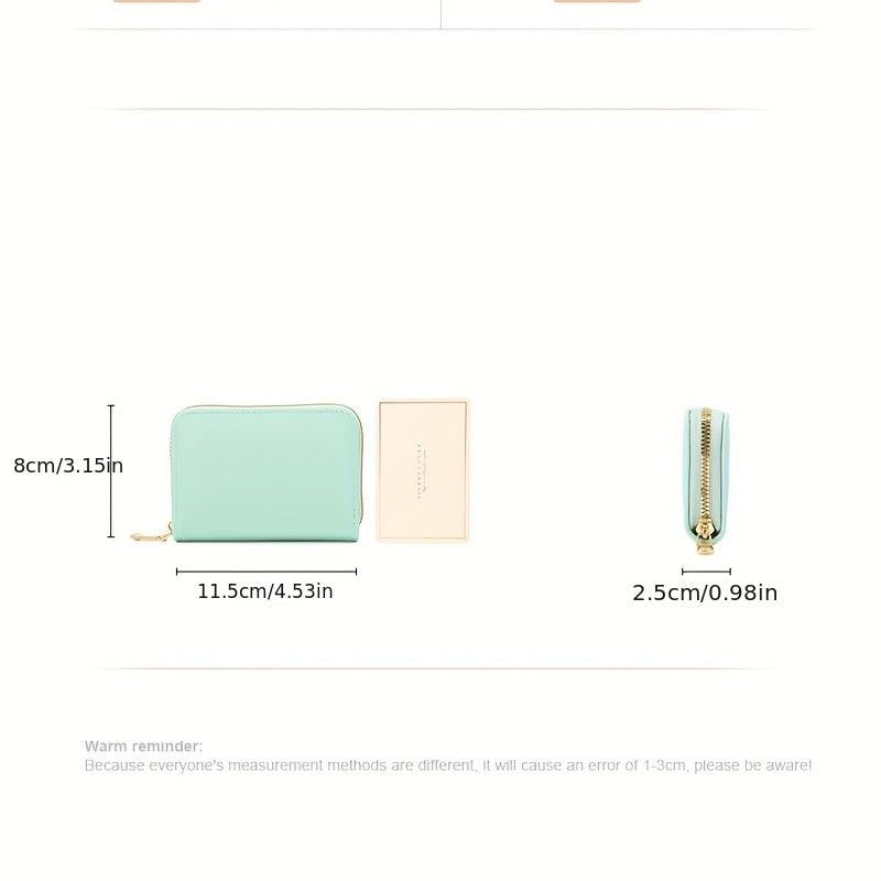 Minimalist Card Case with Zipper Coin Purse Clutch Wallet