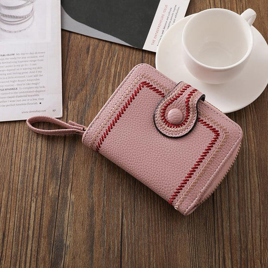 Small Fashionable Coin Purse Faux Leather Wallet With Zipper Bifold Purse