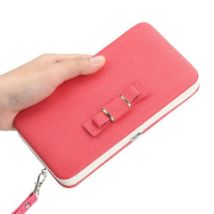 Bow Decor Phone Wallet Case with Card Slots & Zipper Pocket