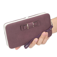Bow Decor Phone Wallet Case with Card Slots & Zipper Pocket