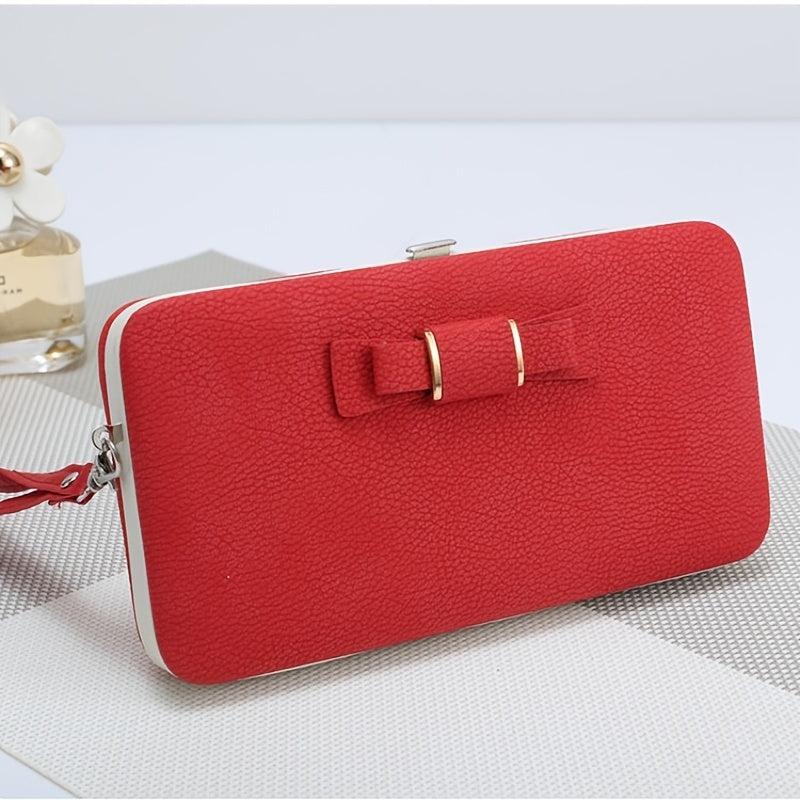 Bow Decor Phone Wallet Case with Card Slots & Zipper Pocket