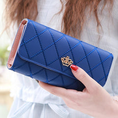 Argyle Embroidery Wallet Women's Long Money Clip Clutch Bag