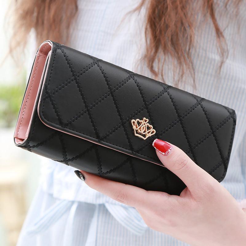 Argyle Embroidery Wallet Women's Long Money Clip Clutch Bag