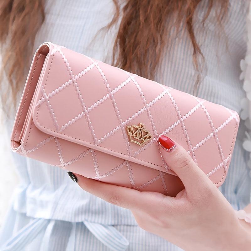 Argyle Embroidery Wallet Women's Long Money Clip Clutch Bag