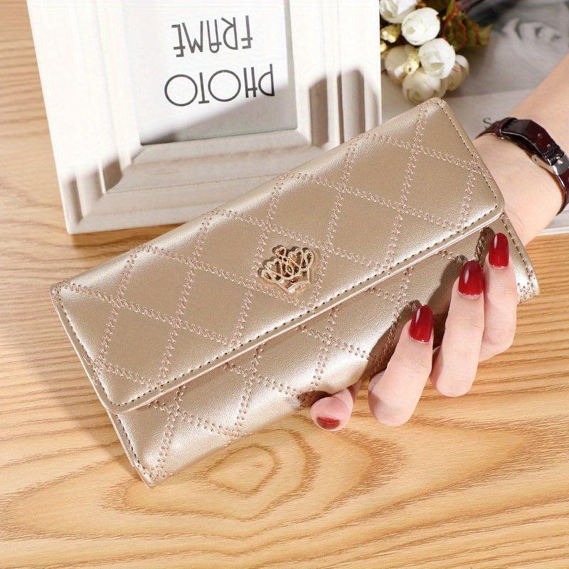 Argyle Embroidery Wallet Women's Long Money Clip Clutch Bag