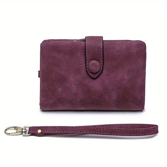 Vintage Short Wallet Solid Clutch Coin Purse With Snap Flap