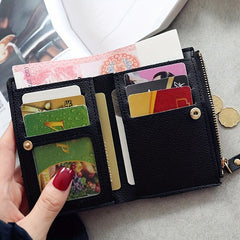Cherry Embroidered Short Wallet Coin Purse Clutch Purse
