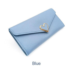 Women's Long Clutch Coin Purse Flap Wallet with Heart Decor