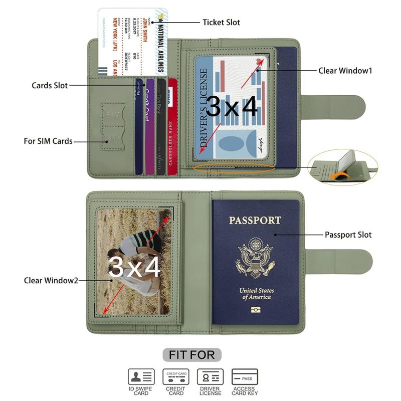 Travel Passport Holder Document Storage Bag PU Leather Card Bag