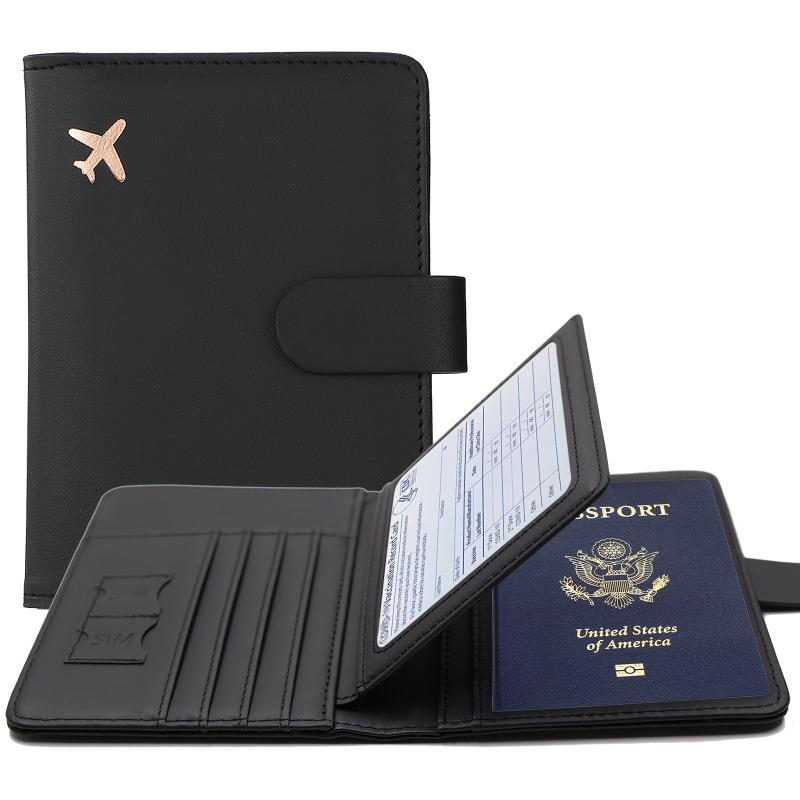 Travel Passport Holder Document Storage Bag PU Leather Card Bag