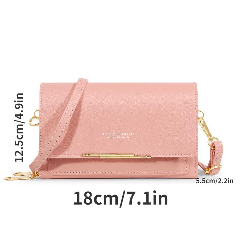 Mini Solid Crossbody Bag Lightweight Portable PU Leather Phone Storage Bag