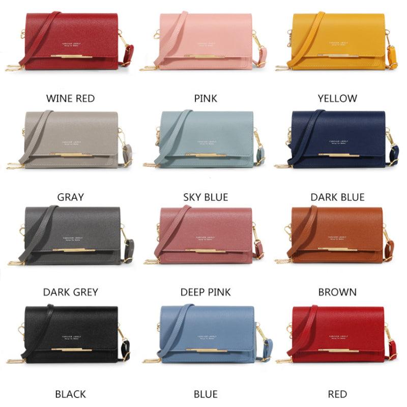 Mini Solid Crossbody Bag Lightweight Portable PU Leather Phone Storage Bag