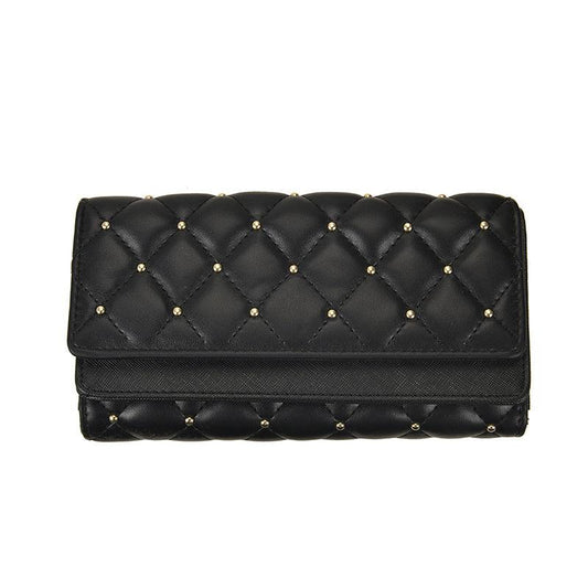 Women's Trifold Quilted Wallet Long Coin Purse Classy Clutch Handbag
