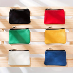 Mini Zipper Pouch Canvas Clutch Coin Purse Portable Wallet