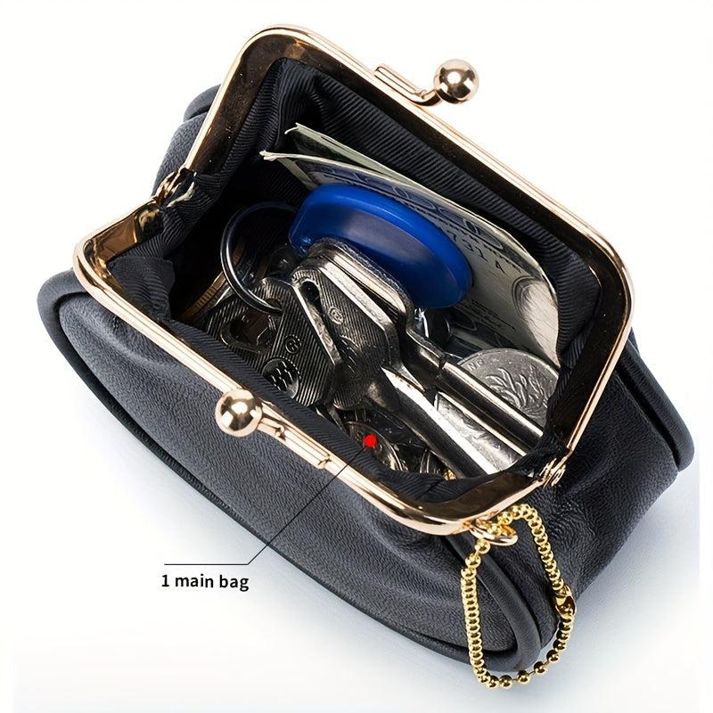 Vintage Kiss Lock Coin Purse Clutch Bag with Key Ring