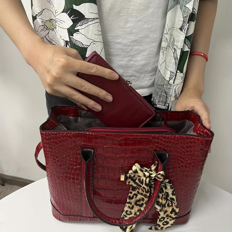Vintage Burgundy Long Clutch Wallet Coin Purse Trifold Credit Card Case