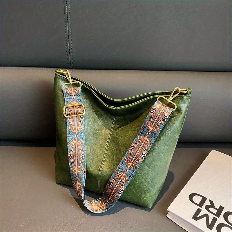 Vintage Crossbody Bag Large Capacity Ethnic Strap Shoulder Bag
