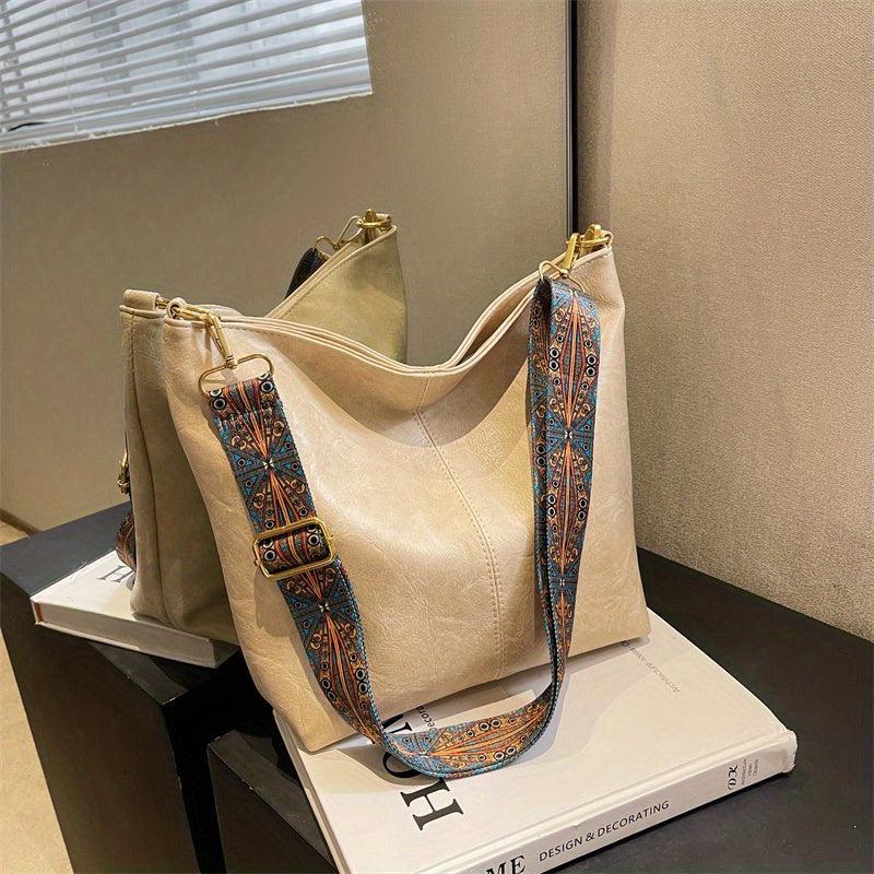 Vintage Crossbody Bag Large Capacity Ethnic Strap Shoulder Bag