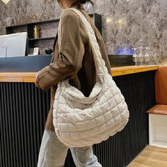 Argyle Quilted Crossbody Hobo Bag Large Capacity Shoulder Tote