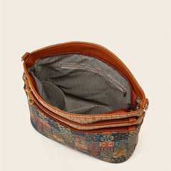 Vintage Flower Print Crossbody Bag Women's Tree Bark Pattern Purse