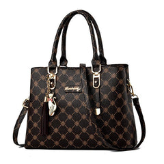 Geometric Pattern Crossbody Bag with Tassel Decor