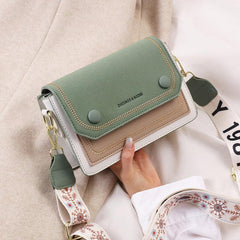 Colorblock Crossbody Bag Casual Shoulder Purse With Wide Strap
