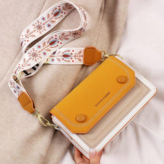 Colorblock Crossbody Bag Casual Shoulder Purse With Wide Strap