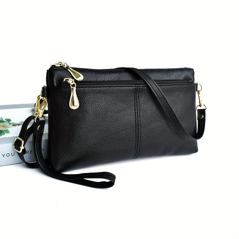 Women's Double Zipper Crossbody Bag Clutch Purse Square Wrist Wallet