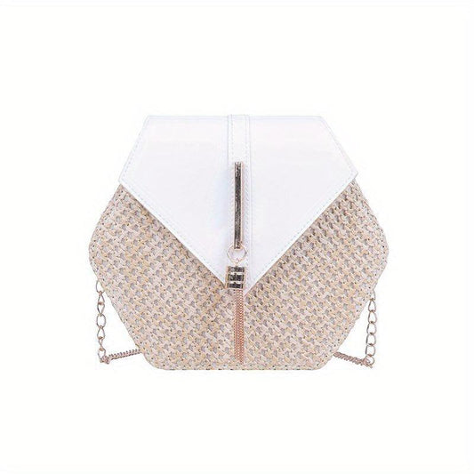 Hexagonal Crossbody Bag Tassel Chain Shoulder Bag