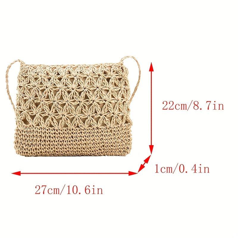 Straw Slouchy Crossbody Bag Summer Beach Vacation Style Shoulder Bag