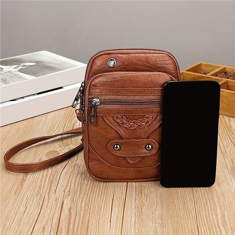 Studded Crossbody Bag Retro Style Mini Square Purse