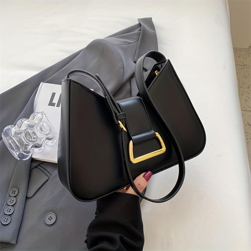 Solid PU Leather Shoulder Bag Women's Casual Handbag