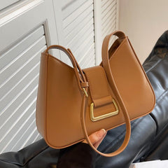 Solid PU Leather Shoulder Bag Women's Casual Handbag