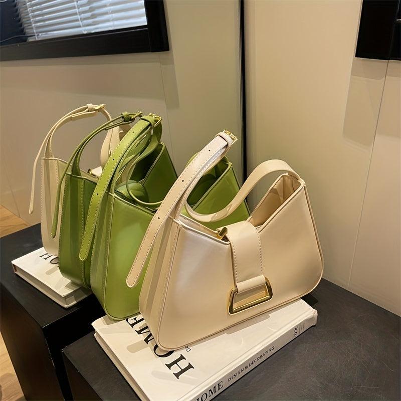 Solid PU Leather Shoulder Bag Women's Casual Handbag
