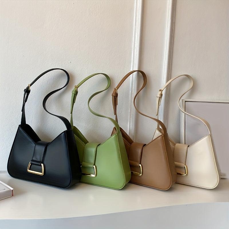 Solid PU Leather Shoulder Bag Women's Casual Handbag