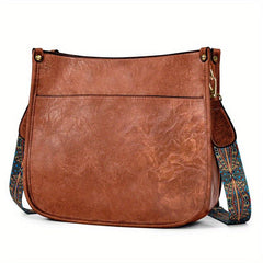 Vintage Square Bag Large Capacity Shoulder Bag Wide Strap