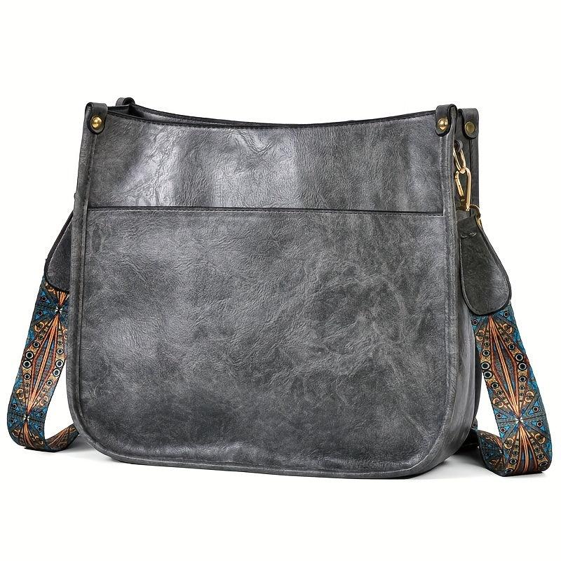 Vintage Square Bag Large Capacity Shoulder Bag Wide Strap
