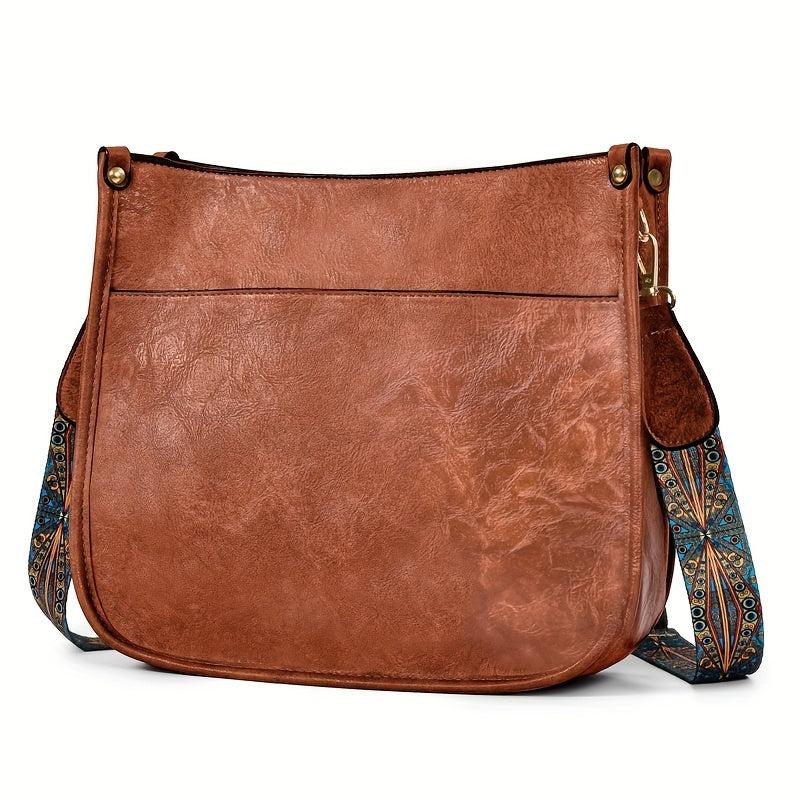 Vintage Square Bag Large Capacity Shoulder Bag Wide Strap