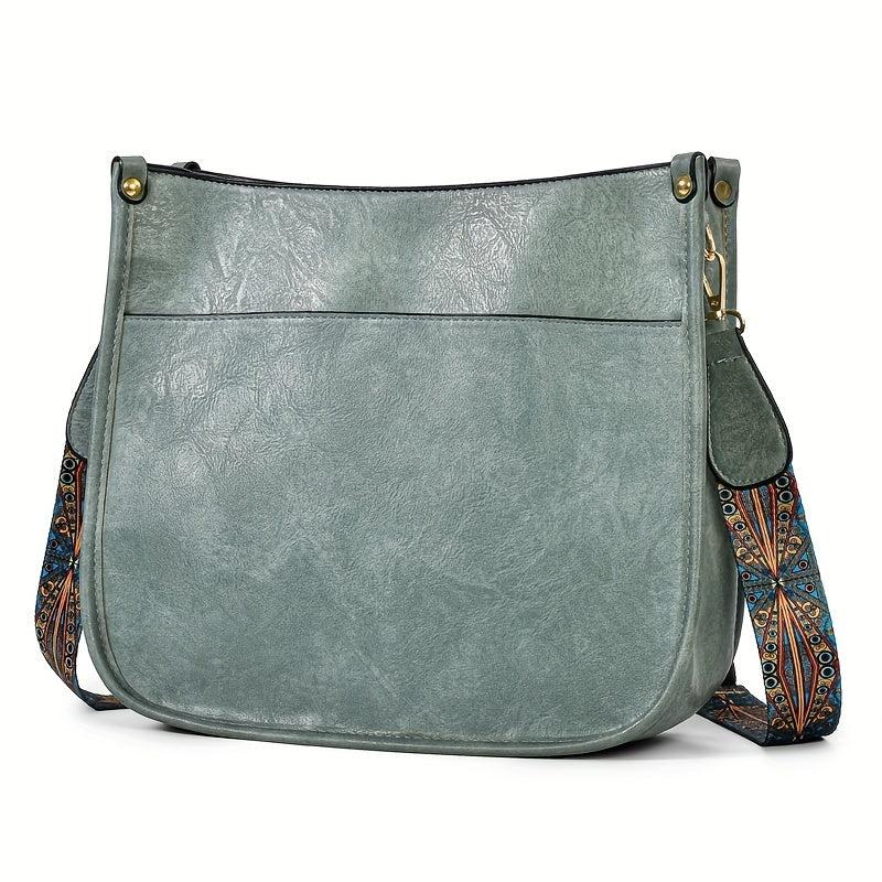 Vintage Square Bag Large Capacity Shoulder Bag Wide Strap