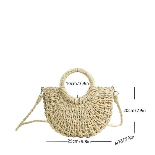 Semicircle Straw Beach Bag Boho Style Handbags