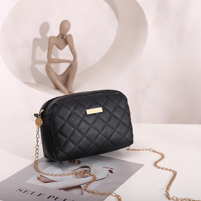 Argyle Quilted Shoulder Zipper Bag Chain Strap Crossbody Phone Bag