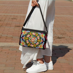 Embroidered Crossbody Bag Women's Canvas Shoulder Bag