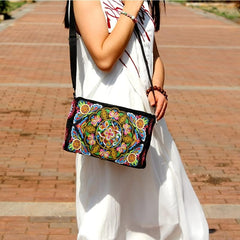 Embroidered Crossbody Bag Women's Canvas Shoulder Bag