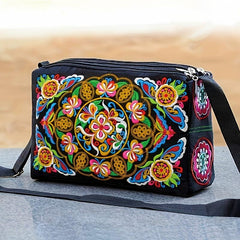 Embroidered Crossbody Bag Women's Canvas Shoulder Bag