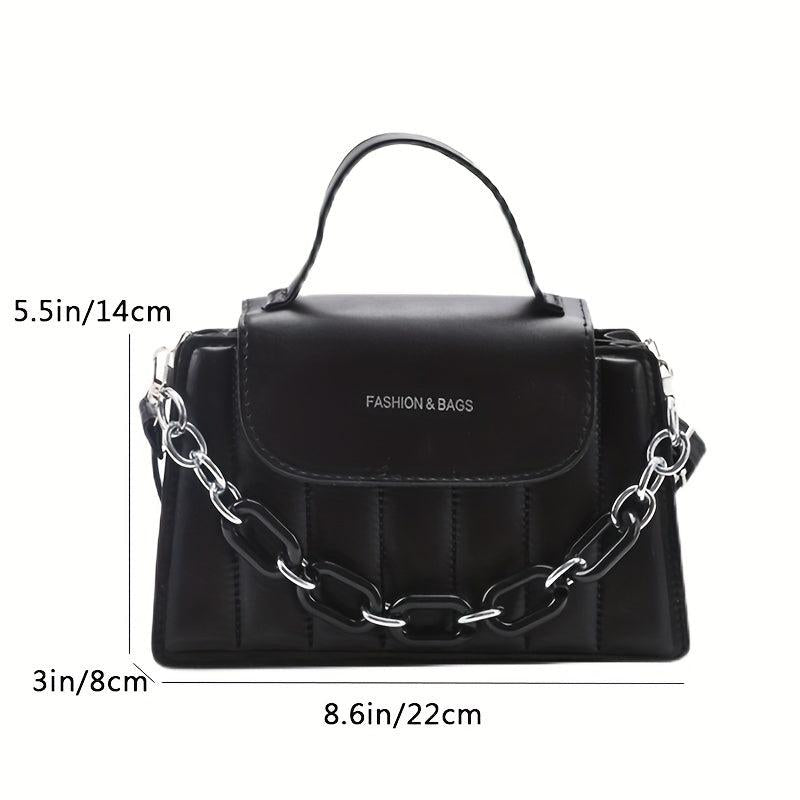Stripe Embroidery Chain Flap Purse Small Crossbody Bag