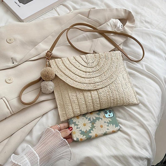 Ethnic Style Straw Handbag Summer Beach Crossbody Bag