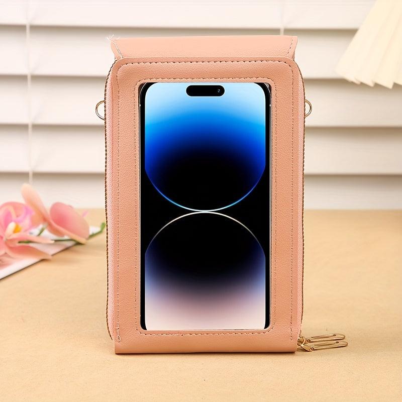 Mini Letter Print Phone Bag Touch Screen Shoulder Phone Wallet