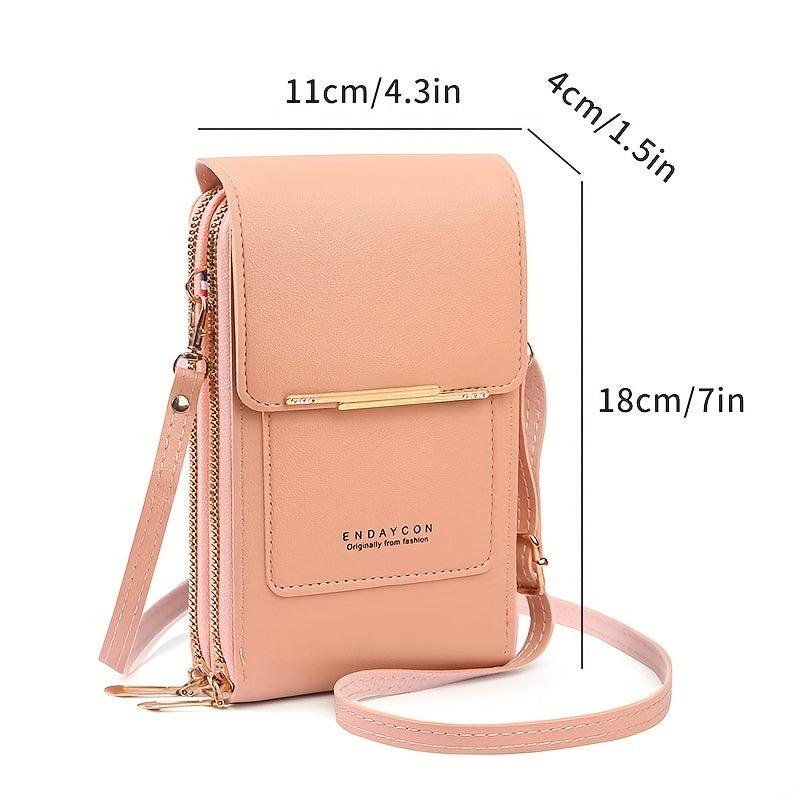 Mini Letter Print Phone Bag Touch Screen Shoulder Phone Wallet